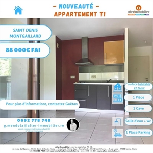 t1 à la vente -   97400  SAINT DENIS, surface 22 m2 vente t1 - UBI423858271